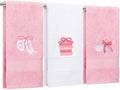Breling 3 Pcs Bow Towels for Bathroom,Pink Bowknot Kitchen Hand Towels
