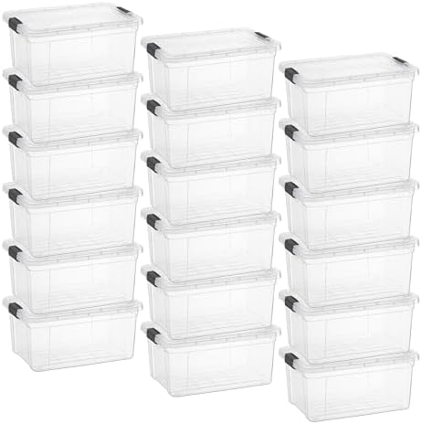 Superio 6.6 Quart Clear Plastic Storage Boxes with Lids, Stackable Organizer Containers, BPA-Free Storage Bins for Home, Office, School & Dorm, 18 Pack