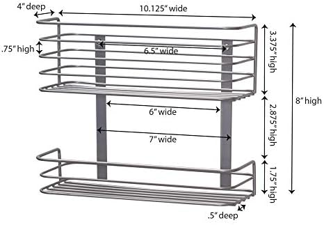 Household Essentials 1228-1 Double Basket Door Mount Cabinet Organizer | Mounts to Solid Cabinet Doors or Wall