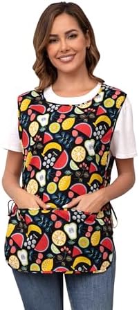 Nanxson Women Cobbler Apron with Pockets Printed Smock with Side Ties