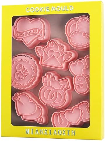 8 Pcs Happy Birthday Cookie Molds New Year Spring Festival 3D Biscuit Mould Baking Tool Easter Cartoon Stamps for Biscuits (Valentine B) - Image 4