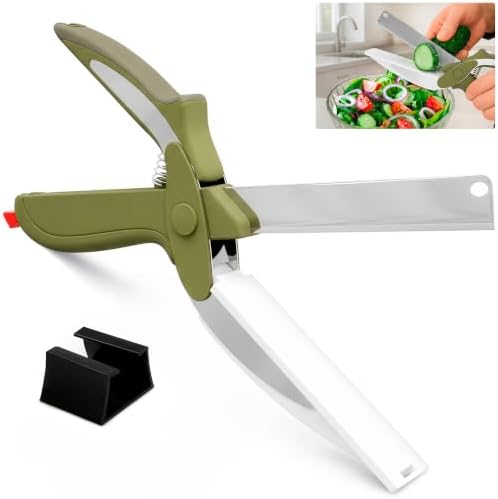 2 in 1 Kitchen Scissors for Food with Cutting Board, Safety Lock by LIBERHAUS