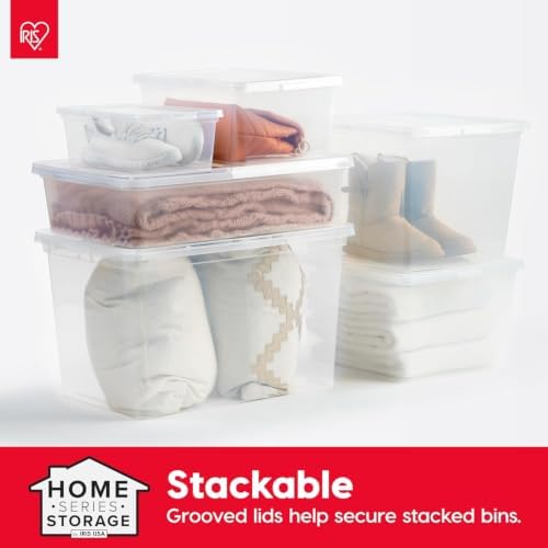 IRIS USA 4-Pack 25 Qt Storage Bins with Lids, Clear, Stackable
