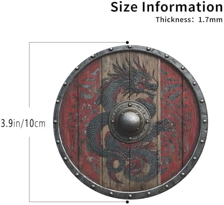 Viking Shield Coasters Leather Round Drink Coasters 6 Pcs Set with Holderor for Cup Drink Coffee Table Bar Home Decor