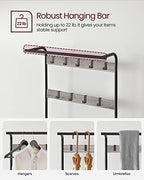 VASAGLE Coat Rack, Hall Tree with Shoe Bench, 4-in-1, 9 Removable Hooks