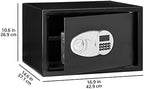 Amazon Basics Steel Security Safe and Lock Box with Digital Keypad, Easy to Use, Removable Shelf, Secure Cash, Jewelry, Documents, Black, 1.2 Cubic Feet, 16.9-x-14.6-x-10.6-inches (WxDxH)