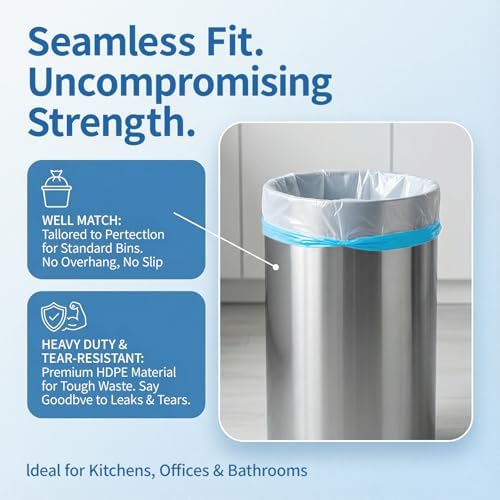 Medium 8 Gallon Trash Bags Drawstring,1.2 Mil,Unscented,100 Count