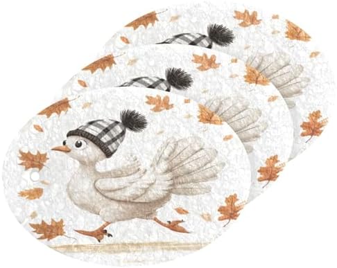 Thanksgiving Turkey Fall Sponges Kitchen for Dishes Non-Scratch Sponges for Cleaning Dish Wood Pulp Sponge, Household Supplies 3 Pack by Unknown