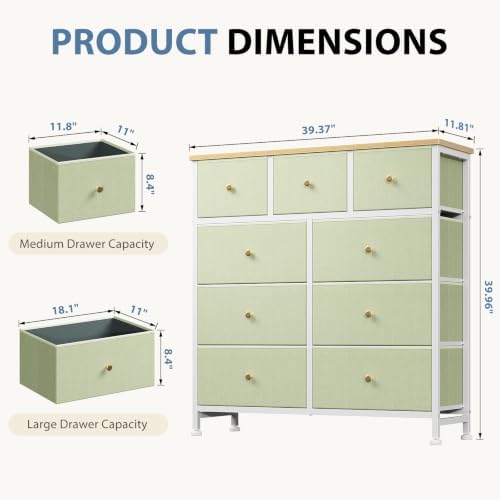 DUMOS 9 Drawer Dresser for Bedroom, Storage Organizer Chest of Drawers