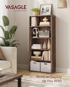 VASAGLE 5-Tier Bookshelf, Storage Organizer, 23.6 x 9.4 x 52.8 Inches
