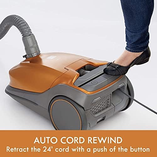 Kenmore 81214 200 Series Pet Friendly Lightweight Bagged Canister Vacuum with HEPA, 2 Motor System, and 3 Cleaning Tools-Orange