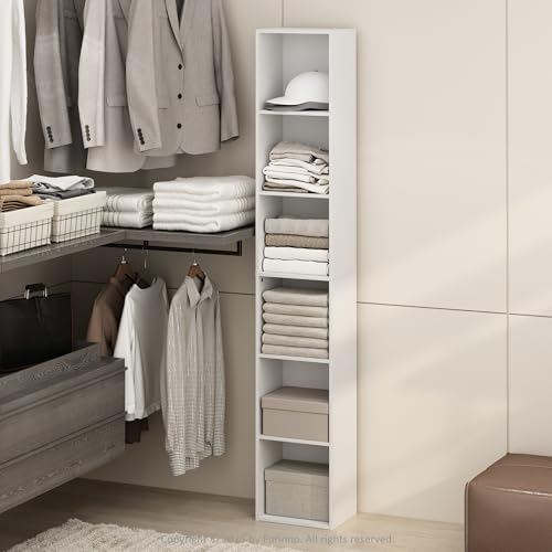 Furinno Cubicle 6-Tier Closet Organizers and Storage, Closet Organizer, Open Shelf Closet Storage, for Wardrobe, Bedroom, Living Room, White