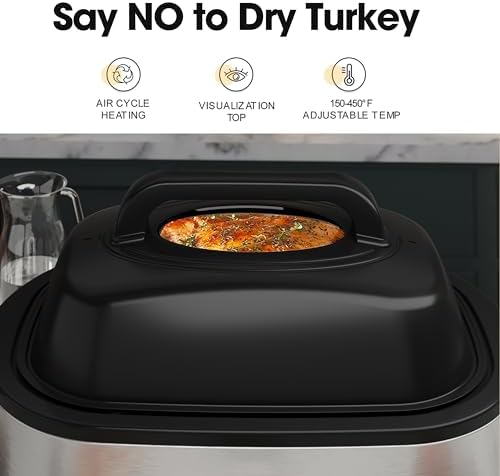 Roaster Oven 28 Quart, Electric Roaster Pan with Visible & Self-Basting Lid, Large Stainless Steel Electric Turkey Roaster Oven Defrost Warm Function, Removable Pan Rack, Fits Turkeys Up to 30LB - Image 2