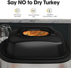 Roaster Oven 28 Quart, Electric Roaster Pan with Visible & Self-Basting Lid, Large Stainless Steel Electric Turkey Roaster Oven Defrost Warm Function, Removable Pan Rack, Fits Turkeys Up to 30LB - Image 2