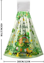 St. Patrick's Day Shamrock Kitchen Towel with Loop Lucky Gnomes Truck Hanging Hand Towels St Patricks Green Spring Hanging Dish Tea Towels for Home Holiday Decor