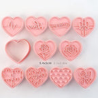 10Pcs Heart Cookie Cutters Rose Love Pattern for Valentine's Day Baking - Image 3