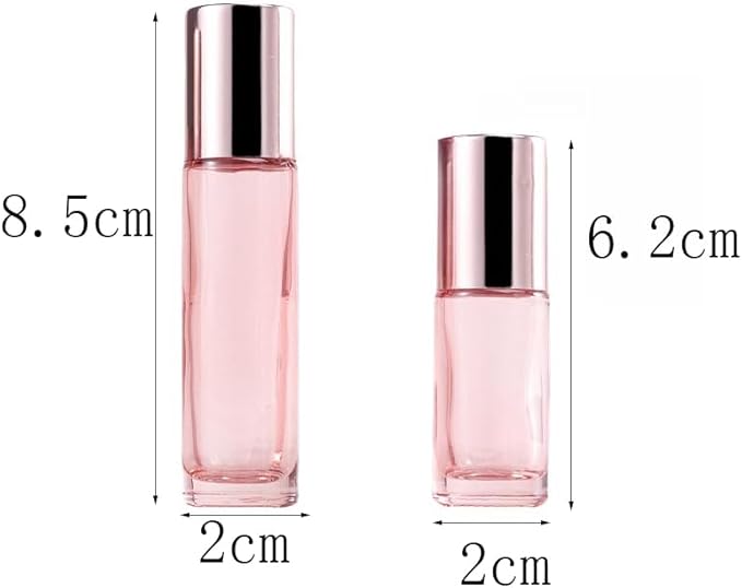 10 Pack Glass Essential Oil Roller Bottle, 10ml Pink GlassRoller Bottles - Image 3