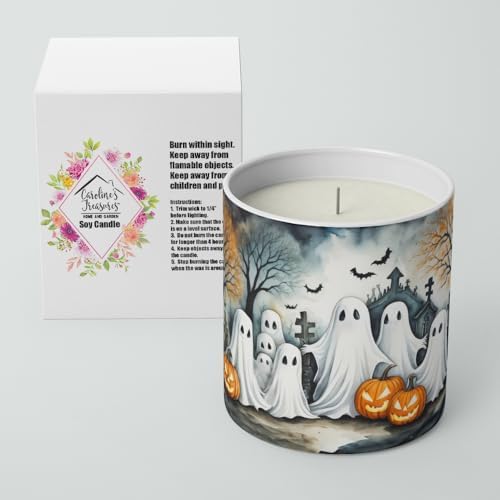 Caroline's Treasures DAC2281CDL Ghosts Spooky Halloween Decorative Soy Candle Nature Soy Wax Essential Oil Home Decor Ideal for Bedroom Kitchen Bath Office Gift, 10 oz