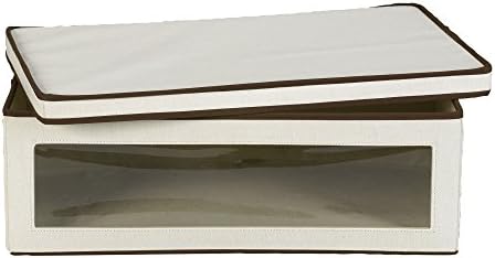 Household Essentials 514 Vision Storage Box - Natural Canvas with Brown Trim - Large