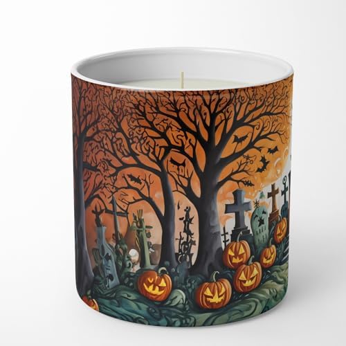 Caroline's Treasures DAC2267CDL Papel Picado Skeletons Spooky Halloween Decorative Soy Candle Nature Soy Wax Essential Oil Home Decor Ideal for Bedroom Kitchen Bath Office Gift, 10 oz