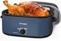 Roaster Oven 28 Quart, Electric Roaster Pan with Visible & Self-Basting Lid, Large Stainless Steel Electric Turkey Roaster Oven Defrost Warm Function, Removable Pan Rack, Fits Turkeys Up to 30LB, Blue by KisstheWaterPatioTool