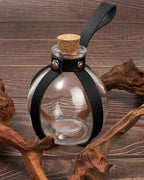 SUMGOGO Dark Magic Cork Potion Bottle Halloween Cosplay Ren Faire Witch Props Costume Accessories Round Potion Glass for Party DIY (Bottle-Black)