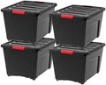 IRIS USA 4-Pack 54 Quart Storage Bins with Lids, Black
