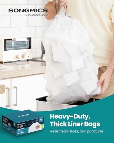 SONGMICS Trash Bags, for 8-Gallon (30 L) Trash Can, 2 Rolls, 80 Count