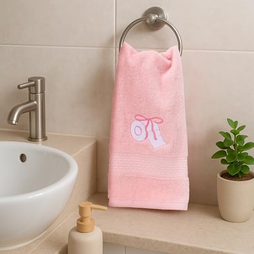 Breling 3 Pcs Bow Towels for Bathroom,Pink Bowknot Kitchen Hand Towels
