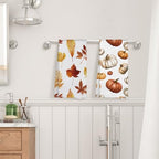 Fall Leaves Pumpkin Kitchen Towels Decorative 16x24 Set of 2 - Image 4