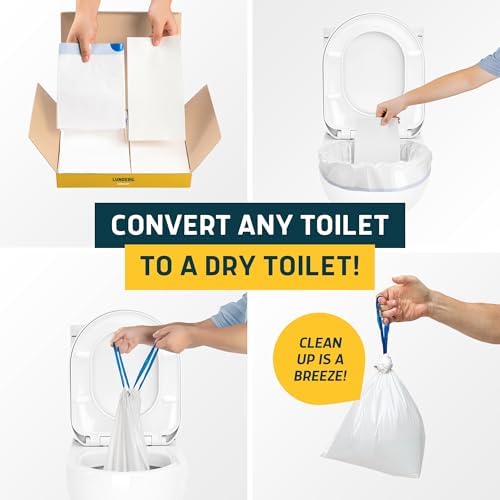 Lunderg Toilet Liners with Lemon Absorbent Pads - 20 Disposable Toilet Bags