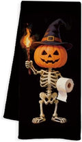 Funny Halloween Pumpkin Skeleton Bathroom Hand Towel, 16x24 in by Unknown