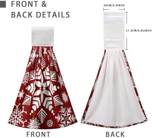 Snowflakes Xmas Hanging Kitchen Towels Winter Red Hand Tie Towel Soft Absorbent Christma Hanging Dish Towels for Kitchen Bathroom Home Decorations
