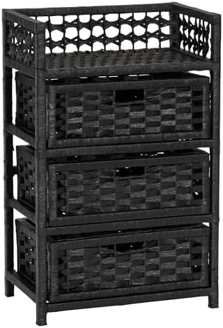 Household Essentials Woven 3 Drawer Chest with Cutout Handles