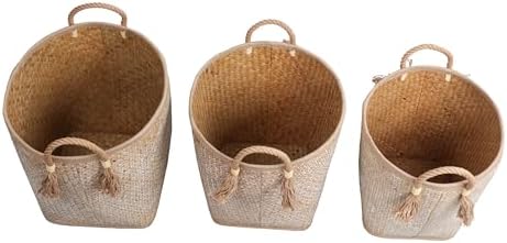 happimess Celia 3-Piece Nesting Storage Baskets 20", Natural/White