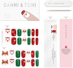 DANNI & TONI Semi Cured Gel Nail Strips Christmas Santa Claus Cat Eye Gel Nail Stickers 28 Stickers Gift for Woman | Mistletoe Meow