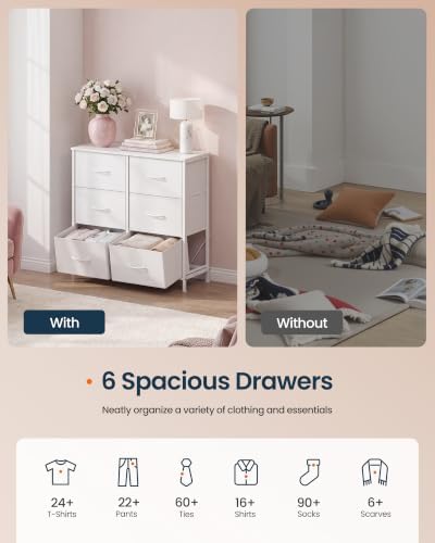 SONGMICS HOME 6 Drawer Dresser for Bedroom, Fabric Chest of Drawers