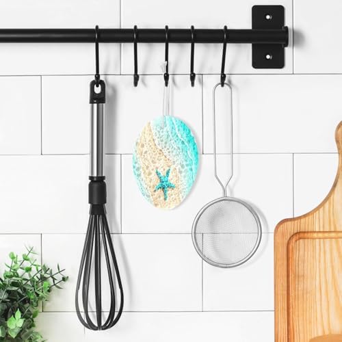 Starfish Waves Summer Dish Scrub Sponges Kitchen Beach Scene Non Scratch Reusable Compressed Cellulose Sponge Hanging for Household Cleaning Washing Dishes Pots and Pans 3 Pack - Image 5