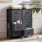Sweetcrispy 8 Drawer Fabric Dresser for Bedroom, Tall Dresser, Dark Grey