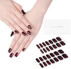 DANNI & TONI Semi Cured Gel Nail Strips Dark Red (Bonfire Night) Cat Eye Magnetic Gel Nail Wraps 28 Stickers