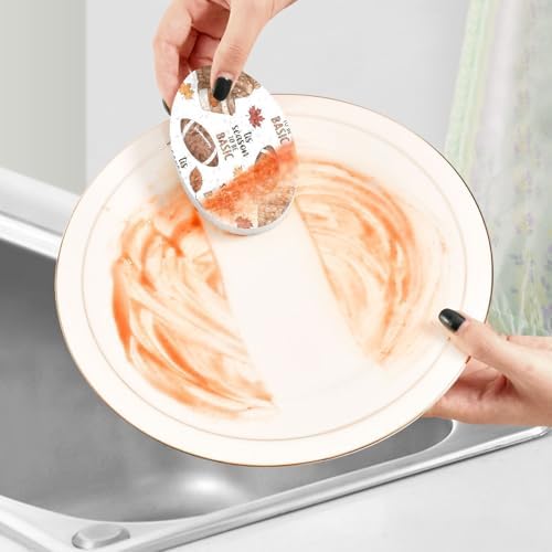 Fall Sweater Football Coffee Dish Scrub Sponges Kitchen Autumn Themed Non Scratch Reusable Compressed Cellulose Sponge Hanging for Household Cleaning Washing Dishes Pots and Pans 3 Pack - Image 6