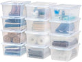 IRIS USA 12-Pack 19 Qt Storage Bins with Lids, Clear, Stackable