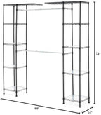Amazon Basics Expandable Metal Hanging Closet Organizer System with Storage Shelves, Adjustable, Easy to Assemble, 57-80"L x 14"W x 72"H, Black