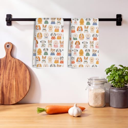 2 Pack Whimsical Dogs Kitchen Towels Puppy Dog Mom Dish Towels for Kitchen - Image 3