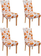 Fall Pumpkin Chair Covers Set of 4 for Dining Home Party Decor