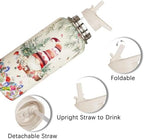 Insulated Christmas Water Bottle 32 oz, Gnome Water Bottle with Straw, Christmas Themed Gifts