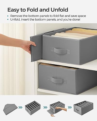 SONGMICS Set of 2 Foldable Wardrobe Clothes Organizers, 6-Compartment