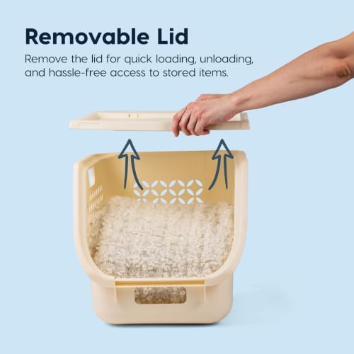 IRIS USA Laundry Basket Hamper, 40L - 3 Pack, Sorter Bin with Lids, White