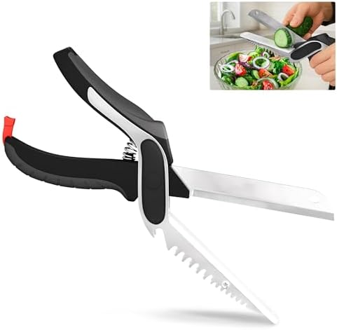 6 in 1 Cutting Board Scissors for Food, Spring-Assist, Non-Slip by LIBERHAUS