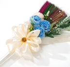 Elegant Wedding Brooms Bride Bridegroom, Jumping The Broom for Wedding, Natural Whisk Broom with Ribbons, Artificial Pearl, Leaves,Roses for Decorative